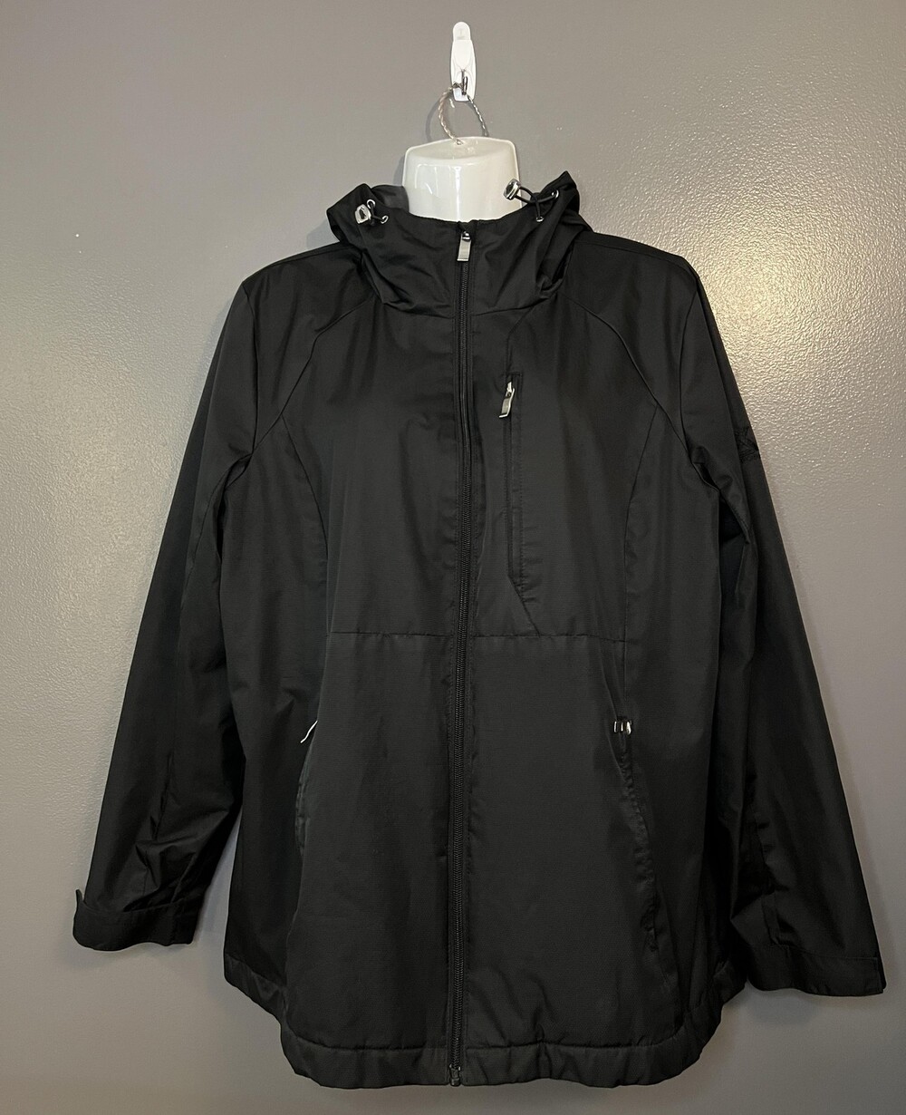 ZeroXposur Jacket Womens Large Black Hooded Fleece Lined Softshell Zip Coat
